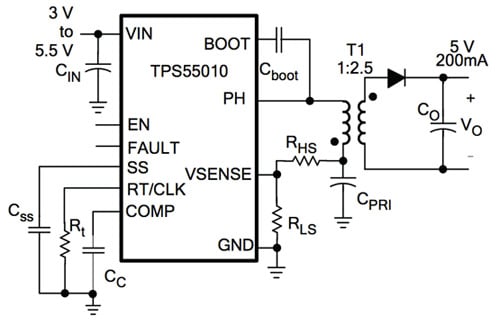 Block diagram of the TPS55010 regulator Block diagram of the TPS55010 regulator